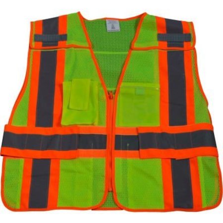 PETRA ROC INC Petra Roc Two Tone Expandable 5-Point Breakaway Safety Vest, Polyester Mesh, Lime/Orange, 6XL-8XL LVM2-PSVP-SUPER